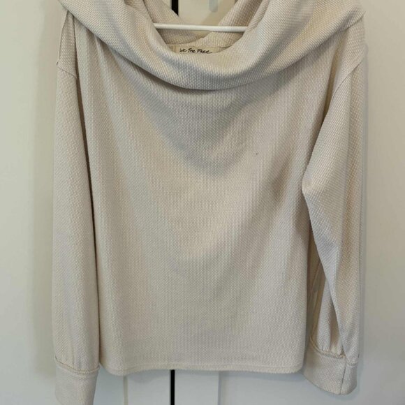 Free People We The Free Cowl Neck Pullover – Cream, Size Large - Picture 2 of 4